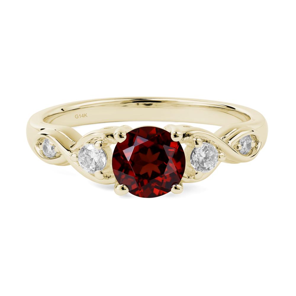 Round Garnet Ring Wedding Ring - LUO Jewelry #metal_14k yellow gold
