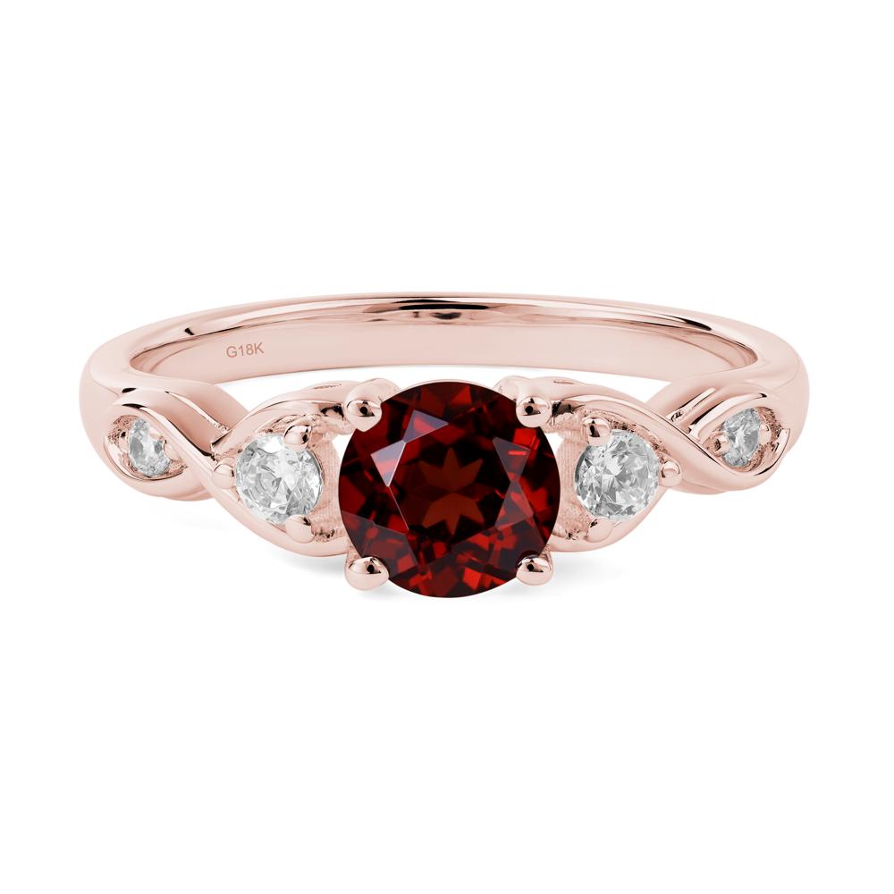 Round Garnet Ring Wedding Ring - LUO Jewelry #metal_18k rose gold