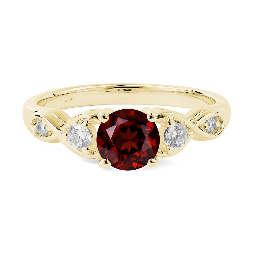 Round Garnet Ring Wedding Ring - LUO Jewelry #metal_18k yellow gold