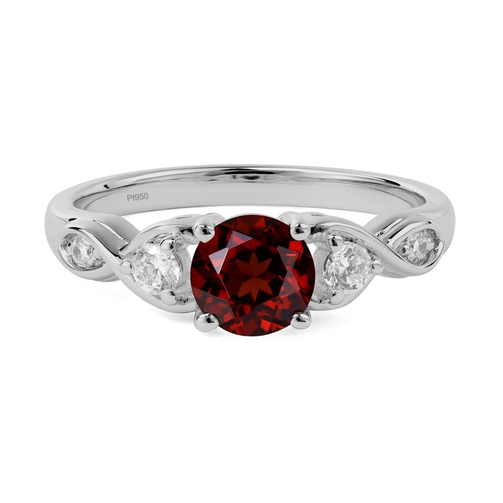 Round Garnet Ring Wedding Ring - LUO Jewelry #metal_platinum