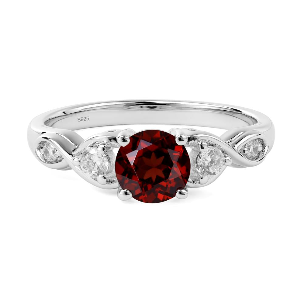 Round Garnet Ring Wedding Ring - LUO Jewelry #metal_sterling silver