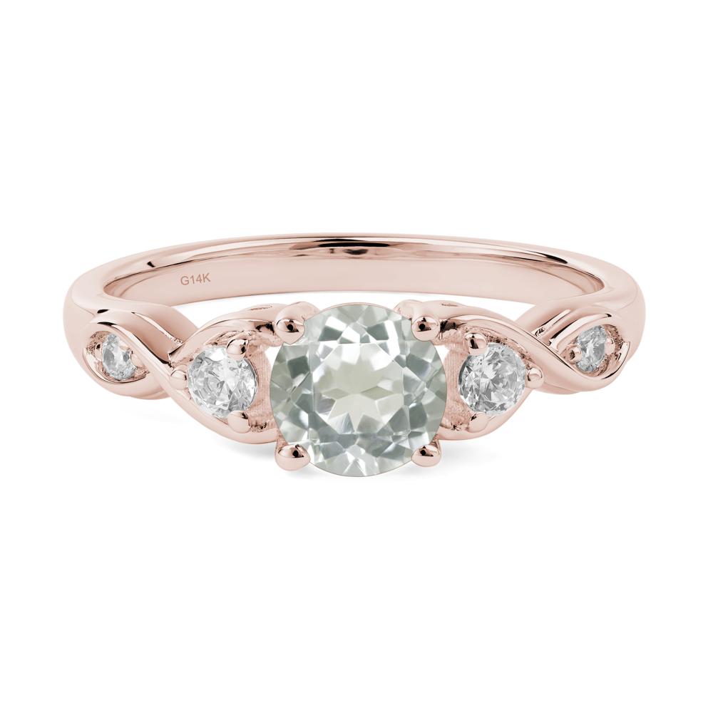 Round Green Amethyst Ring Wedding Ring - LUO Jewelry #metal_14k rose gold