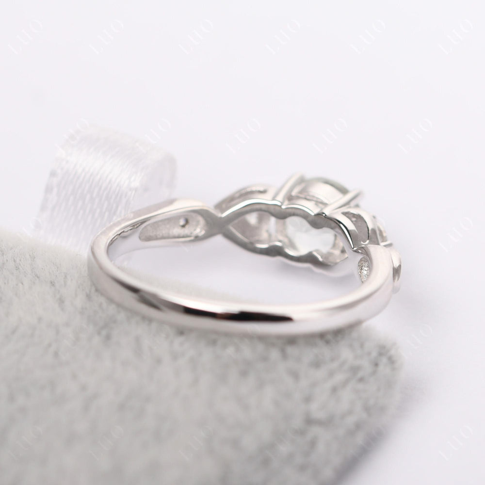 Round Green Amethyst Ring Wedding Ring White Gold - LUO Jewelry
