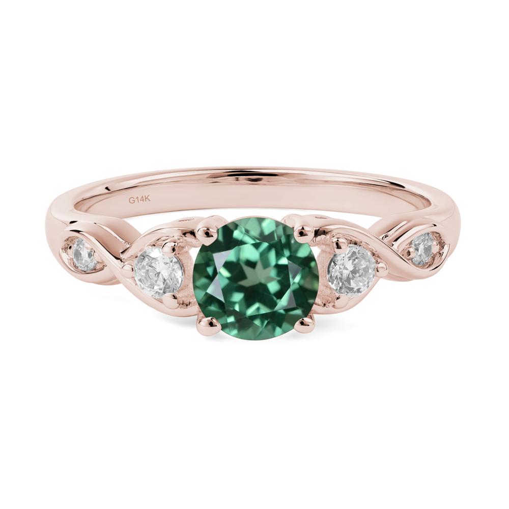 Round Lab Green Sapphire Ring Wedding Ring - LUO Jewelry #metal_14k rose gold