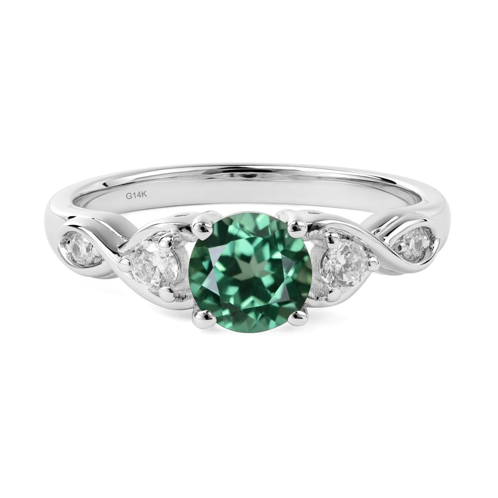 Round Lab Green Sapphire Ring Wedding Ring - LUO Jewelry #metal_14k white gold