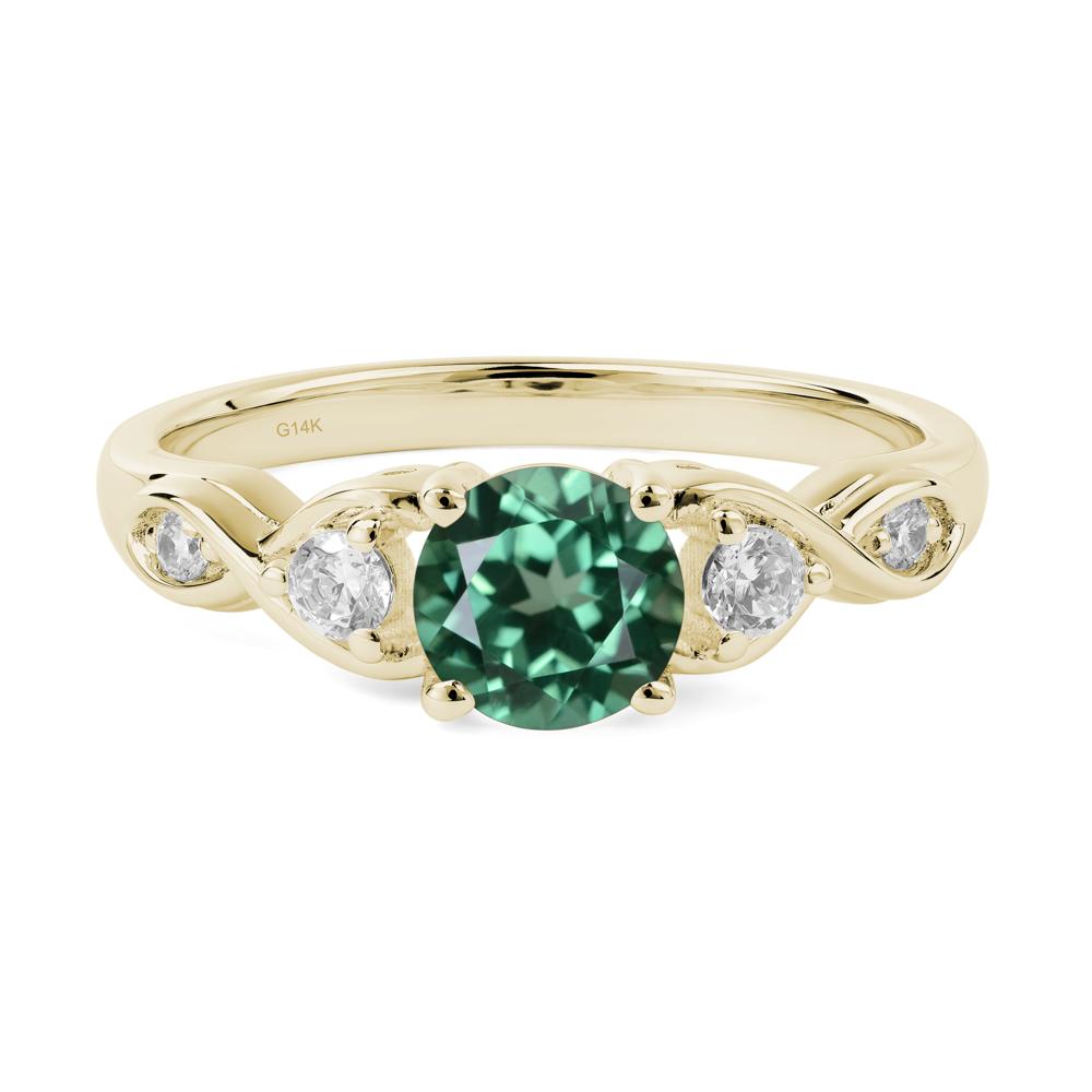 Round Lab Green Sapphire Ring Wedding Ring - LUO Jewelry #metal_14k yellow gold