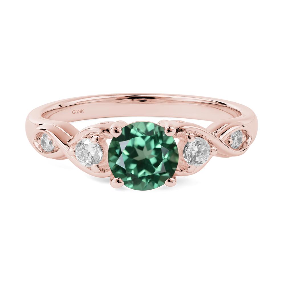 Round Lab Green Sapphire Ring Wedding Ring - LUO Jewelry #metal_18k rose gold