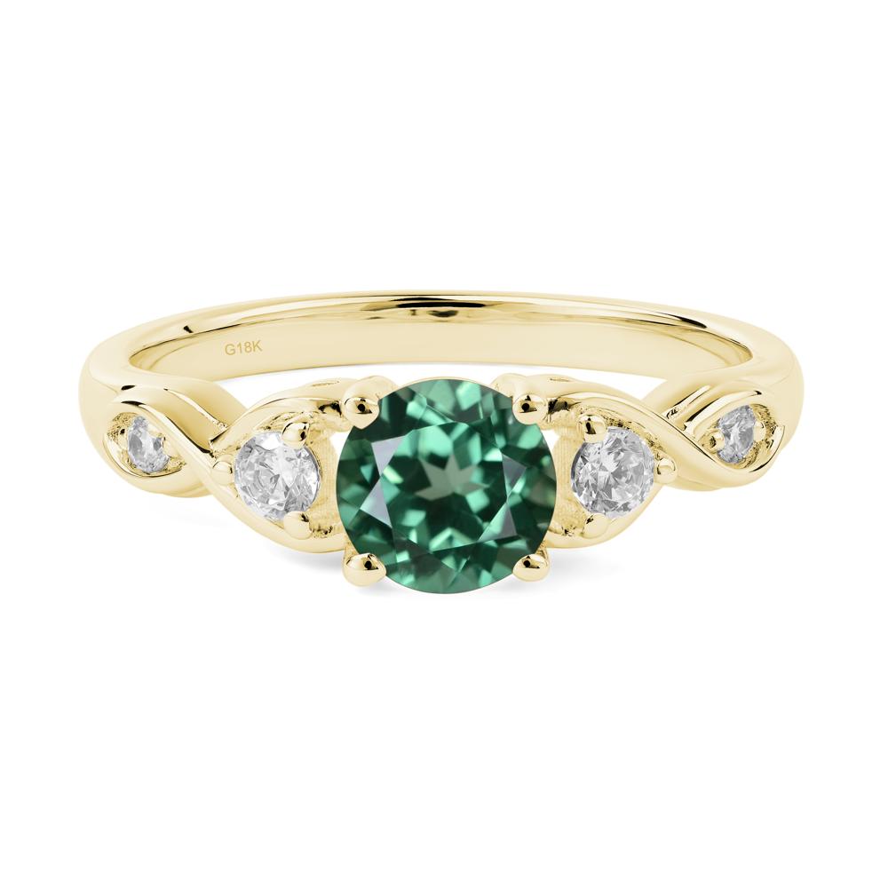 Round Lab Green Sapphire Ring Wedding Ring - LUO Jewelry #metal_18k yellow gold
