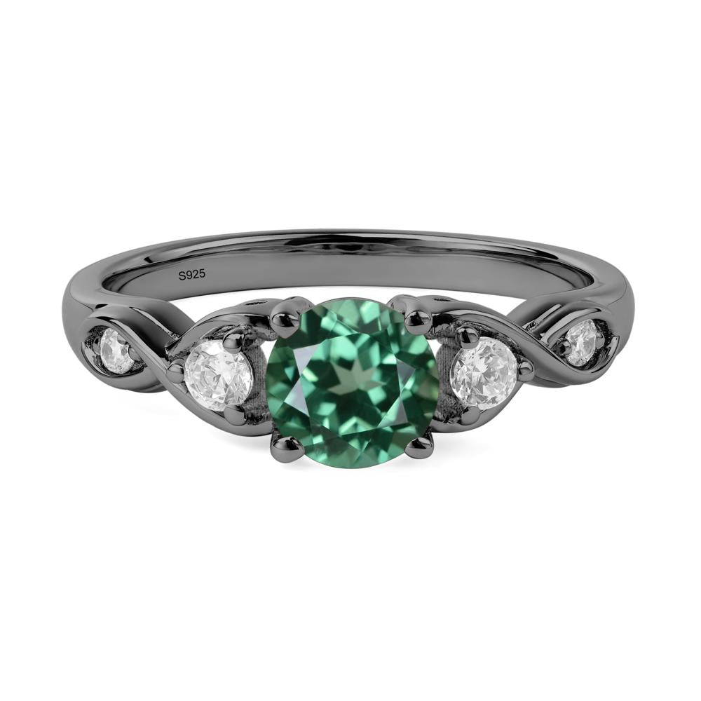 Round Lab Green Sapphire Ring Wedding Ring - LUO Jewelry #metal_black finish sterling silver