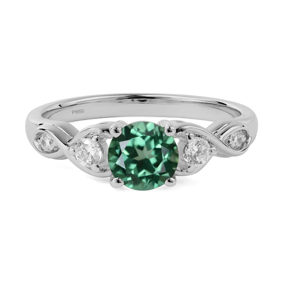 Round Lab Green Sapphire Ring Wedding Ring - LUO Jewelry #metal_platinum