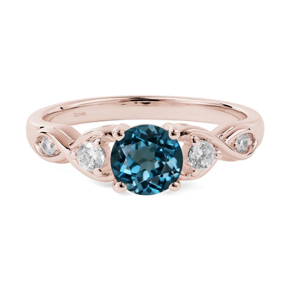 Round London Blue Topaz Ring Wedding Ring - LUO Jewelry #metal_14k rose gold
