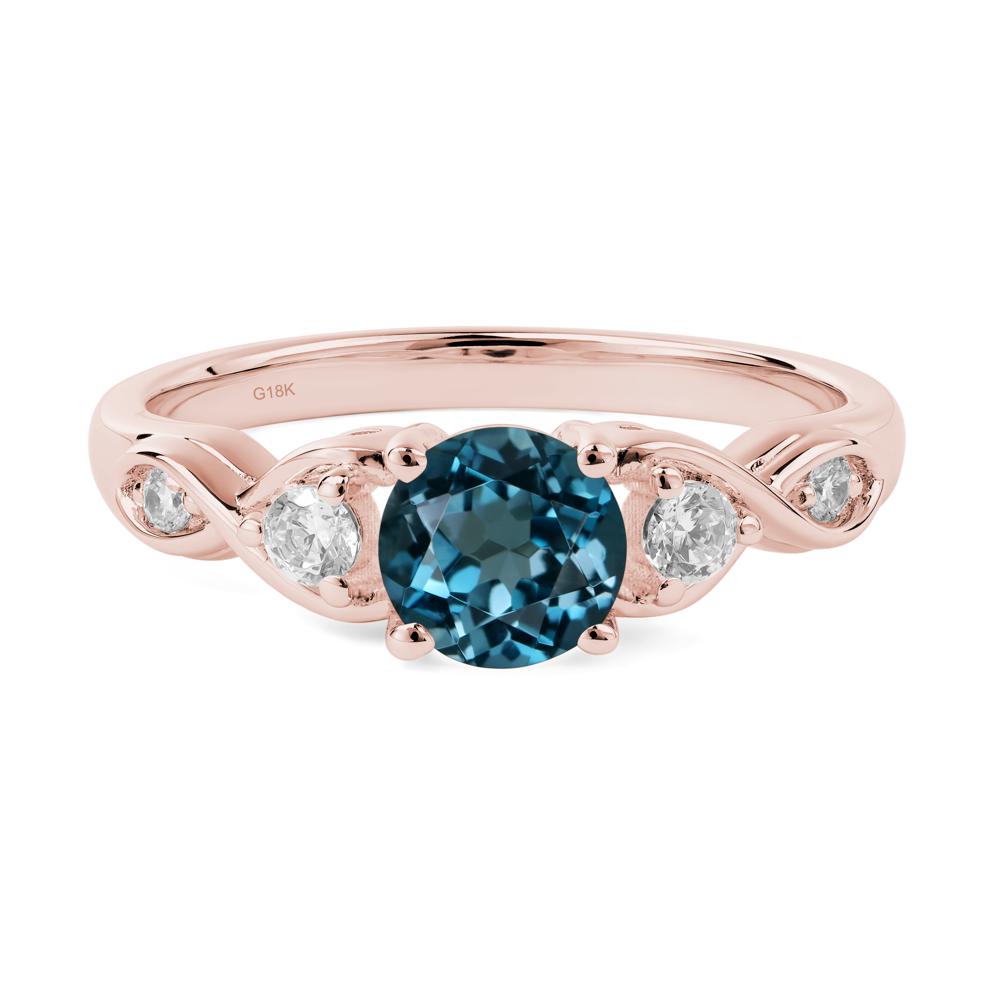 Round London Blue Topaz Ring Wedding Ring - LUO Jewelry #metal_18k rose gold