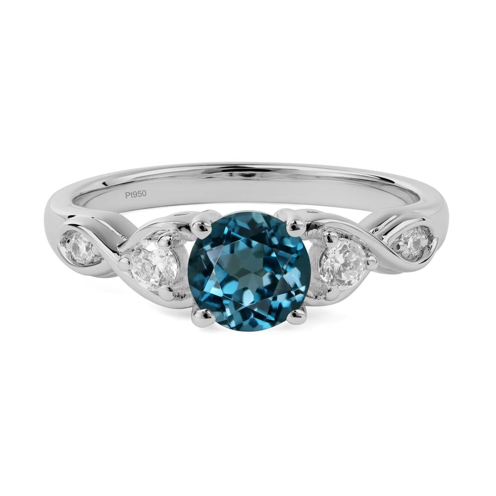 Round London Blue Topaz Ring Wedding Ring - LUO Jewelry #metal_platinum