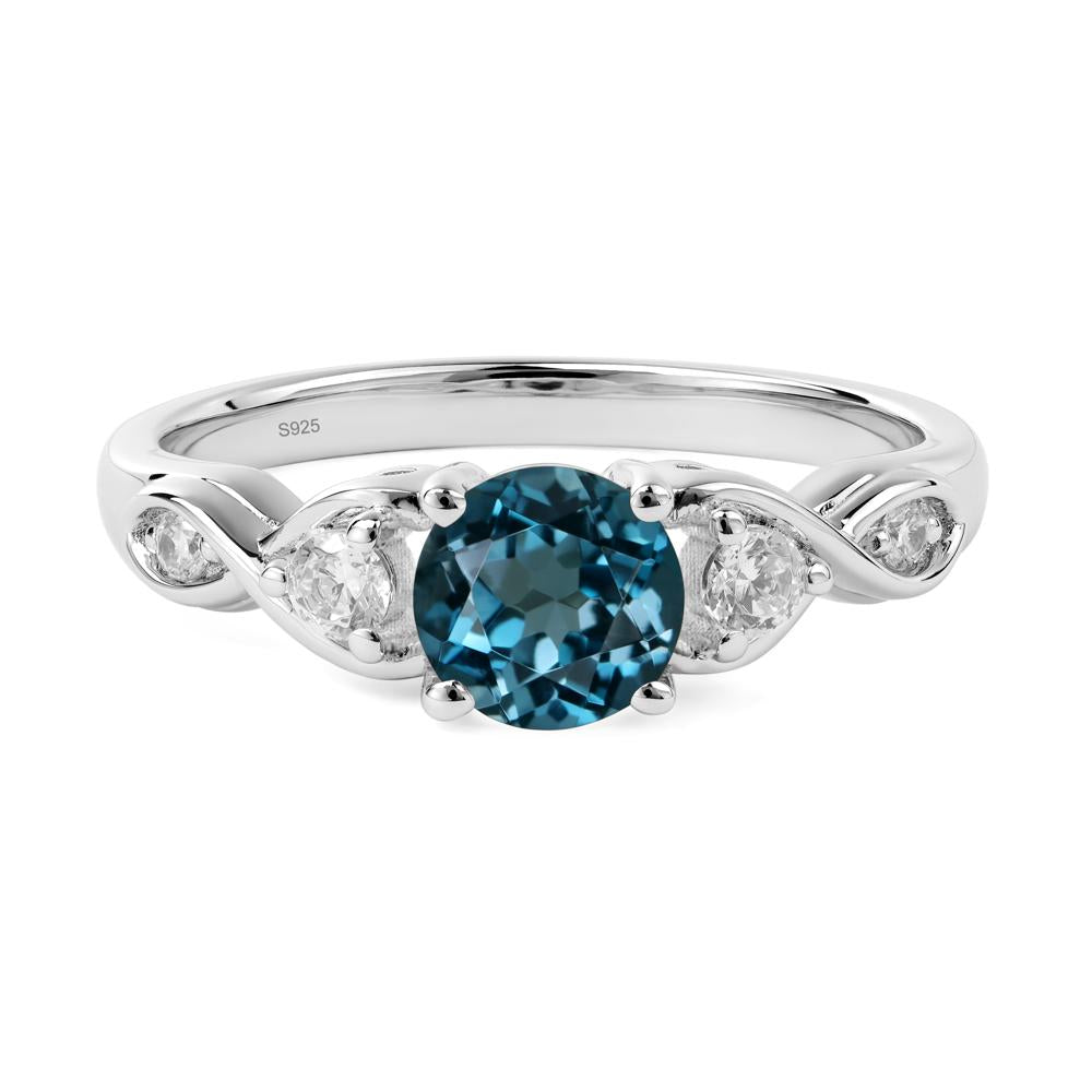 Round London Blue Topaz Ring Wedding Ring - LUO Jewelry #metal_sterling silver