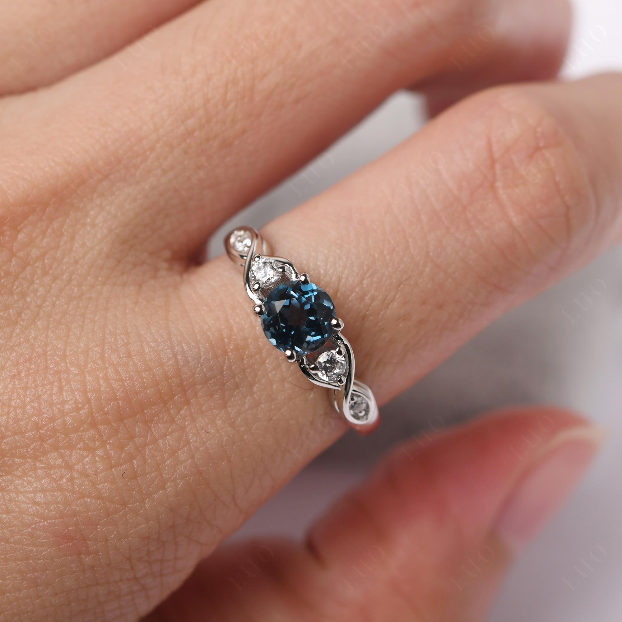 Round London Blue Topaz Ring Wedding Ring - LUO Jewelry