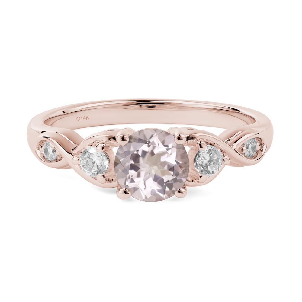 Round Morganite Ring Wedding Ring - LUO Jewelry #metal_14k rose gold
