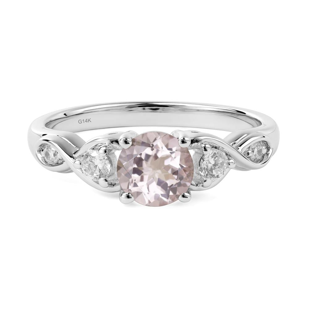 Round Morganite Ring Wedding Ring - LUO Jewelry #metal_14k white gold