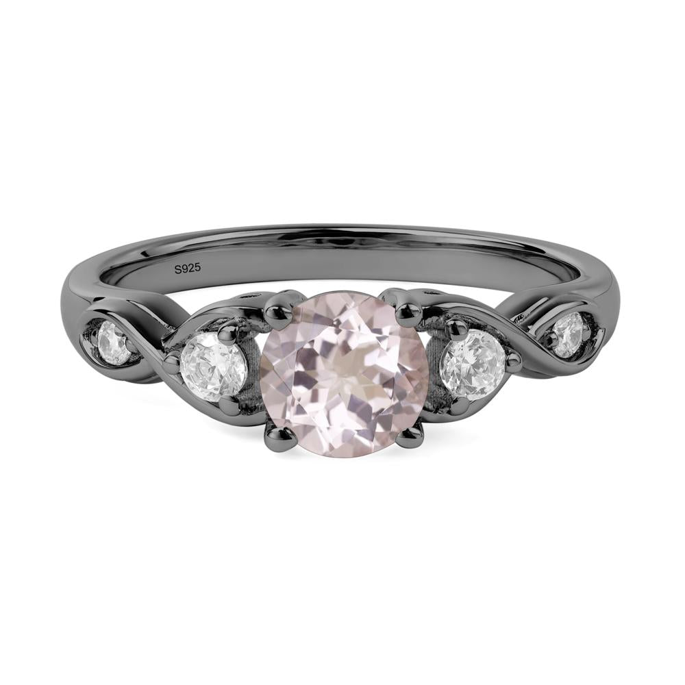 Round Morganite Ring Wedding Ring - LUO Jewelry #metal_black finish sterling silver