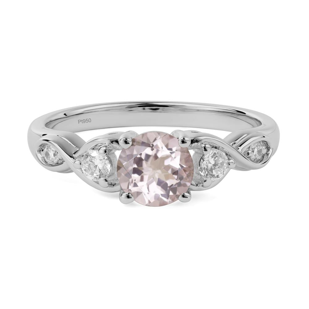 Round Morganite Ring Wedding Ring - LUO Jewelry #metal_platinum