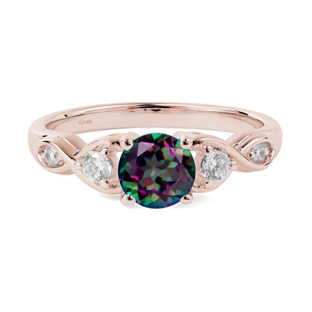 Round Mystic Topaz Ring Wedding Ring - LUO Jewelry #metal_14k rose gold