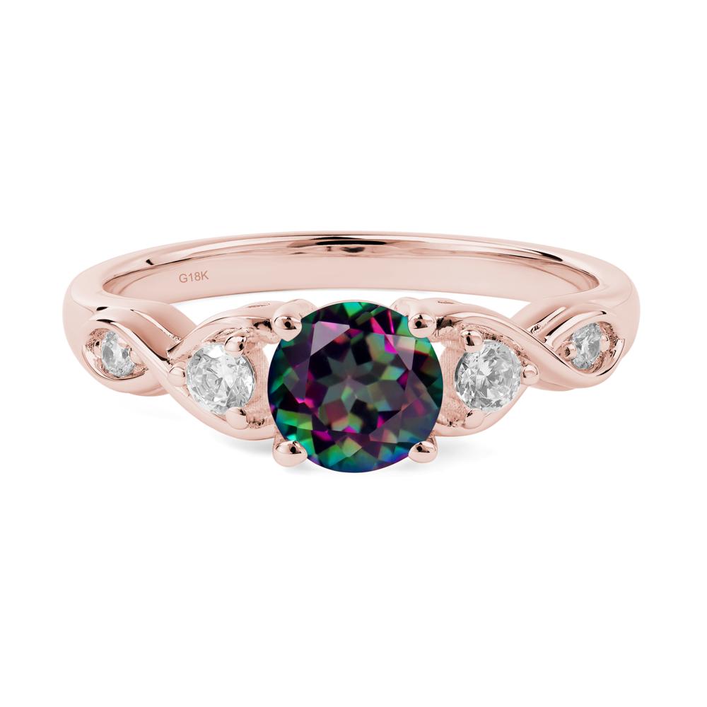 Round Mystic Topaz Ring Wedding Ring - LUO Jewelry #metal_18k rose gold