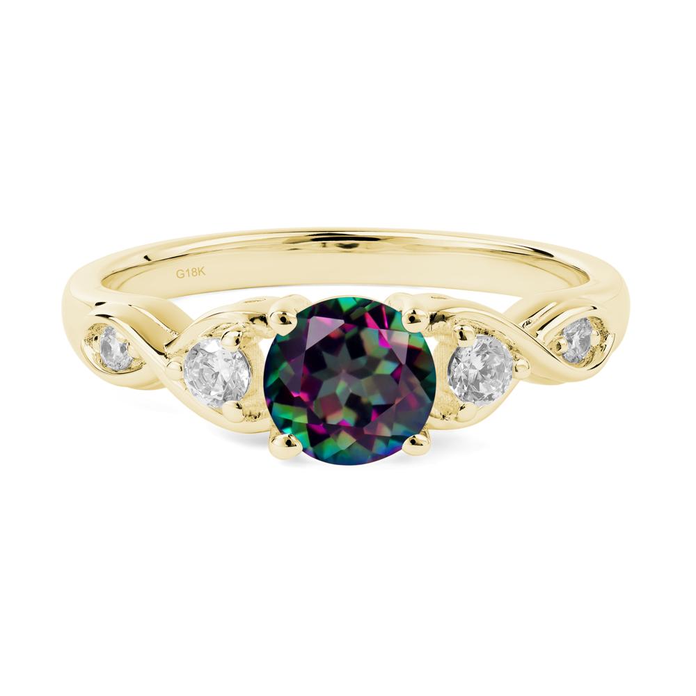 Round Mystic Topaz Ring Wedding Ring - LUO Jewelry #metal_18k yellow gold