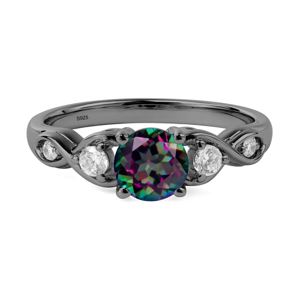 Round Mystic Topaz Ring Wedding Ring - LUO Jewelry #metal_black finish sterling silver