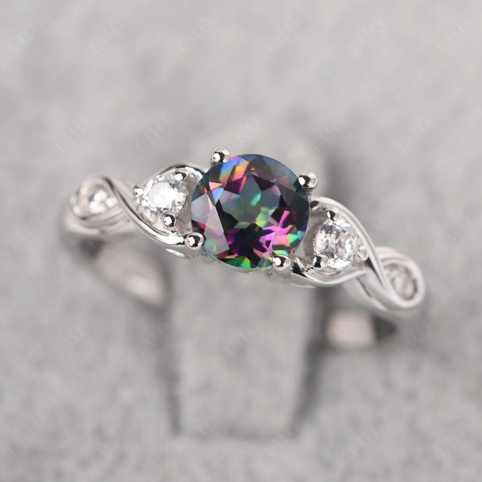 Round Mystic Topaz Ring Wedding Ring - LUO Jewelry