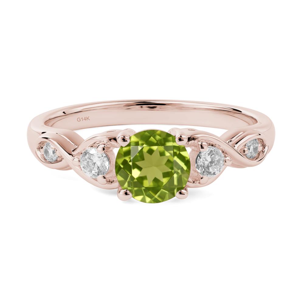 Round Peridot Ring Wedding Ring - LUO Jewelry #metal_14k rose gold