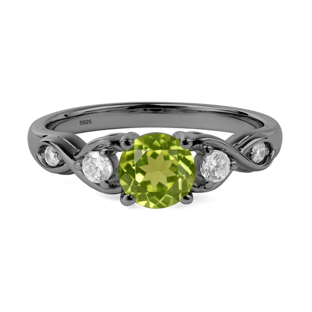 Round Peridot Ring Wedding Ring - LUO Jewelry #metal_black finish sterling silver