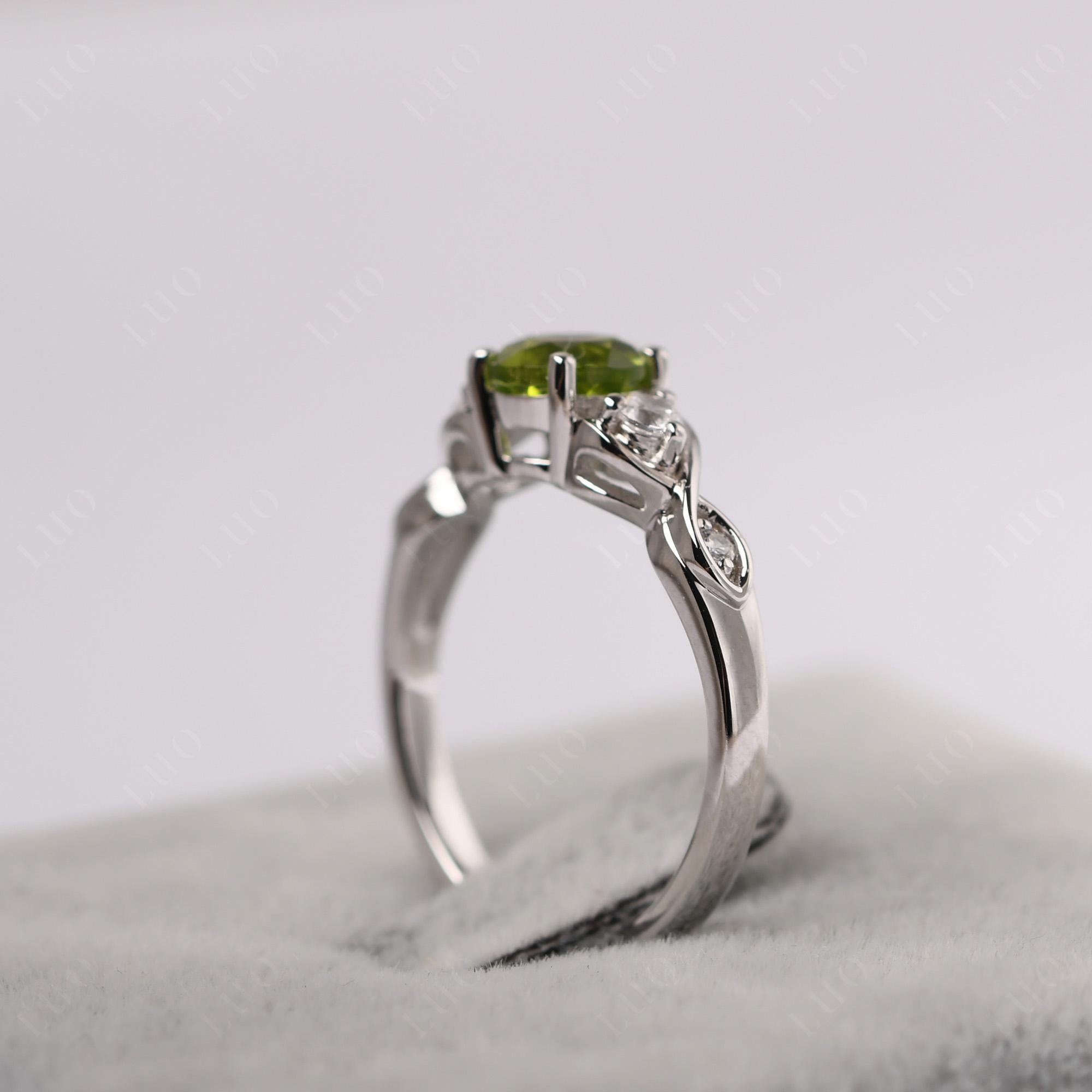 Round Peridot Ring Wedding Ring - LUO Jewelry