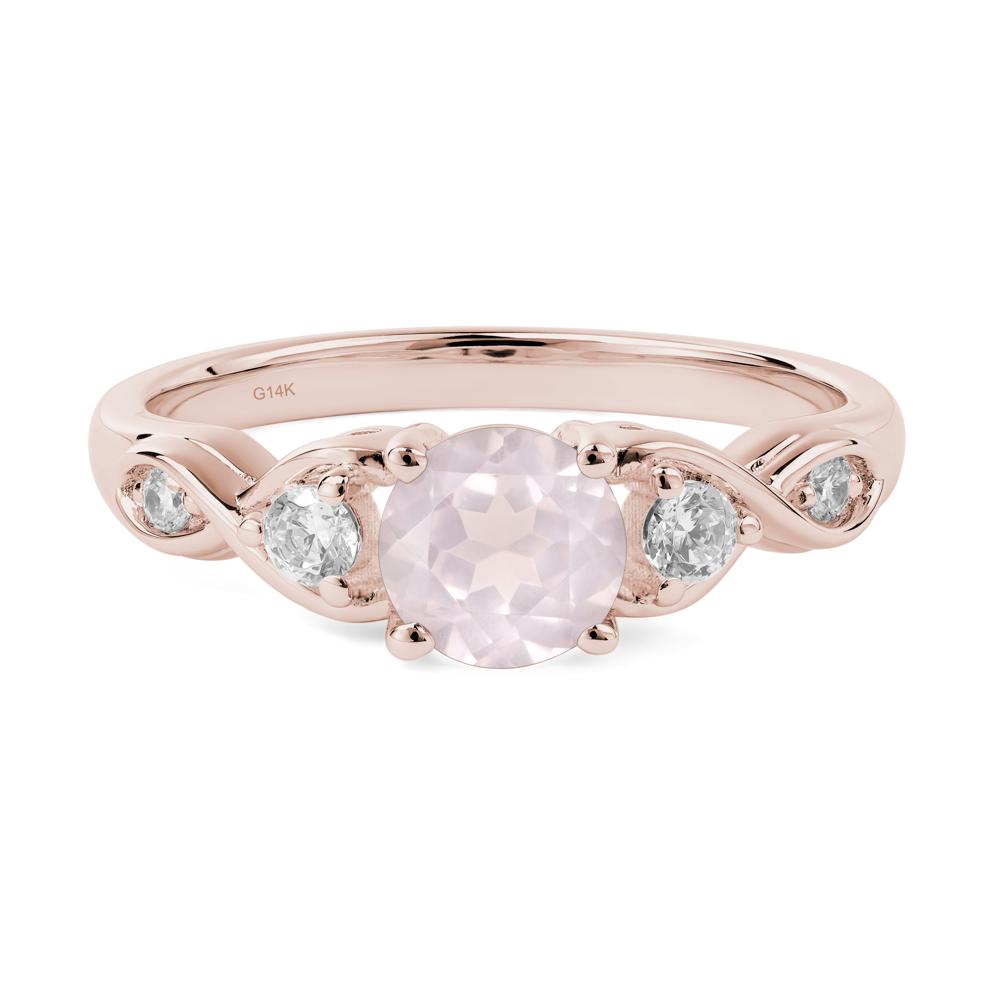 Round Rose Quartz Ring Wedding Ring - LUO Jewelry #metal_14k rose gold
