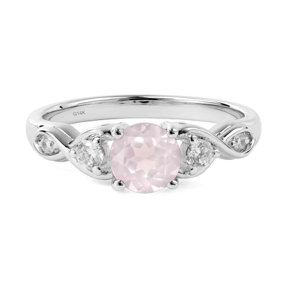 Round Rose Quartz Ring Wedding Ring - LUO Jewelry #metal_14k white gold