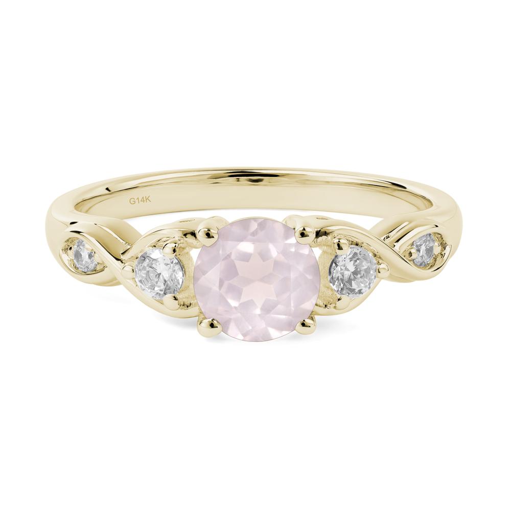 Round Rose Quartz Ring Wedding Ring - LUO Jewelry #metal_14k yellow gold