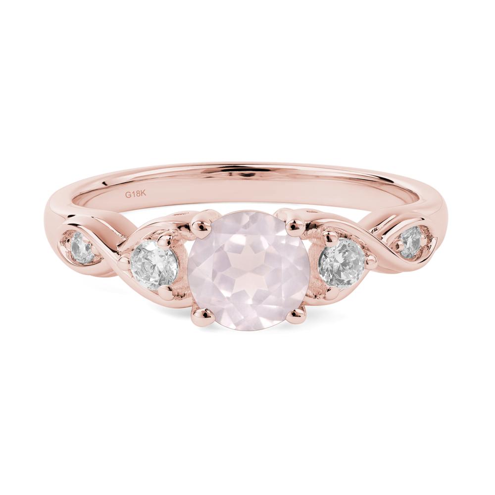 Round Rose Quartz Ring Wedding Ring - LUO Jewelry #metal_18k rose gold