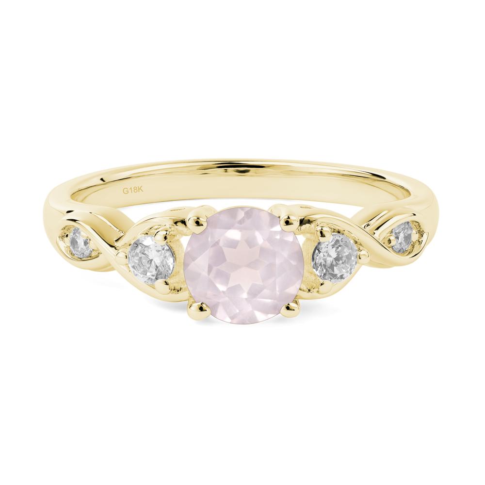 Round Rose Quartz Ring Wedding Ring - LUO Jewelry #metal_18k yellow gold