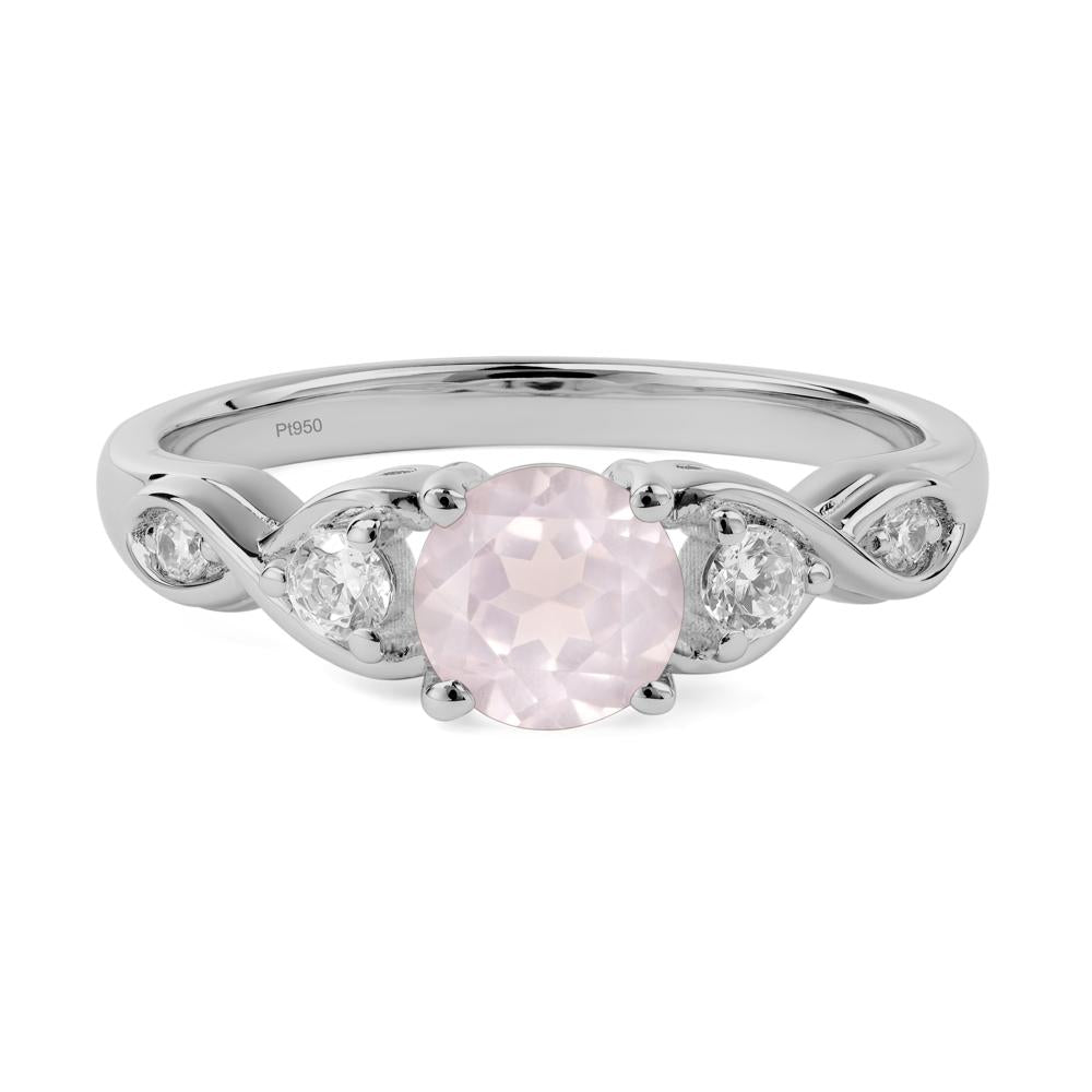 Round Rose Quartz Ring Wedding Ring - LUO Jewelry #metal_platinum