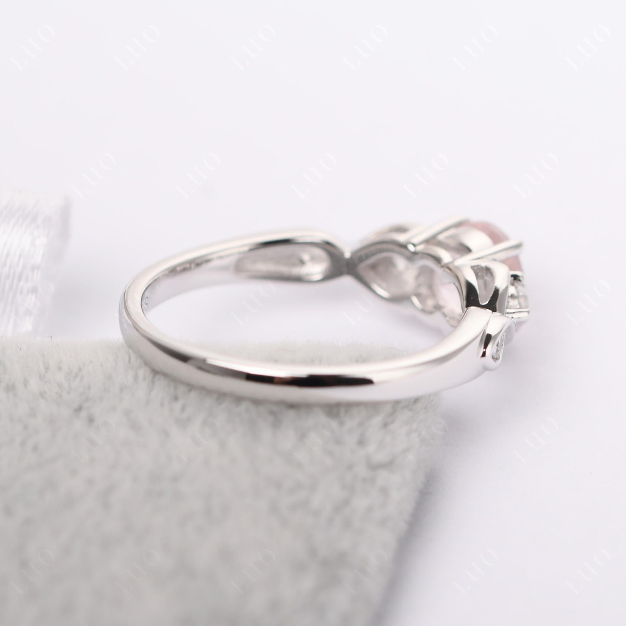 Round Rose Quartz Ring Wedding Ring - LUO Jewelry