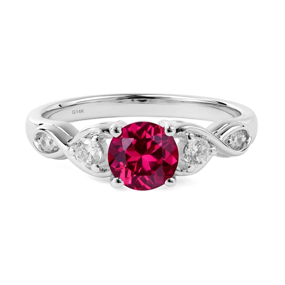 Round Ruby Ring Wedding Ring - LUO Jewelry #metal_14k white gold