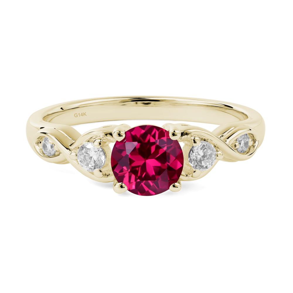 Round Ruby Ring Wedding Ring - LUO Jewelry #metal_14k yellow gold
