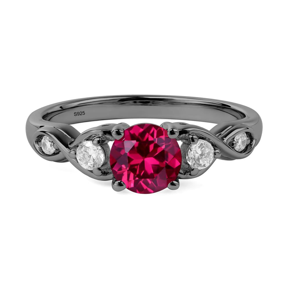 Round Ruby Ring Wedding Ring - LUO Jewelry #metal_black finish sterling silver