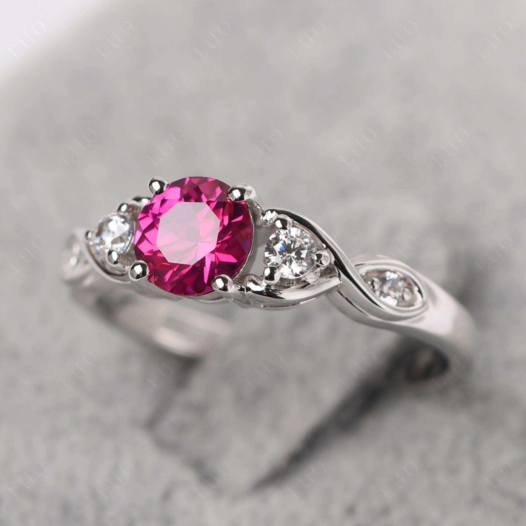 Round Ruby Ring Wedding Ring - LUO Jewelry