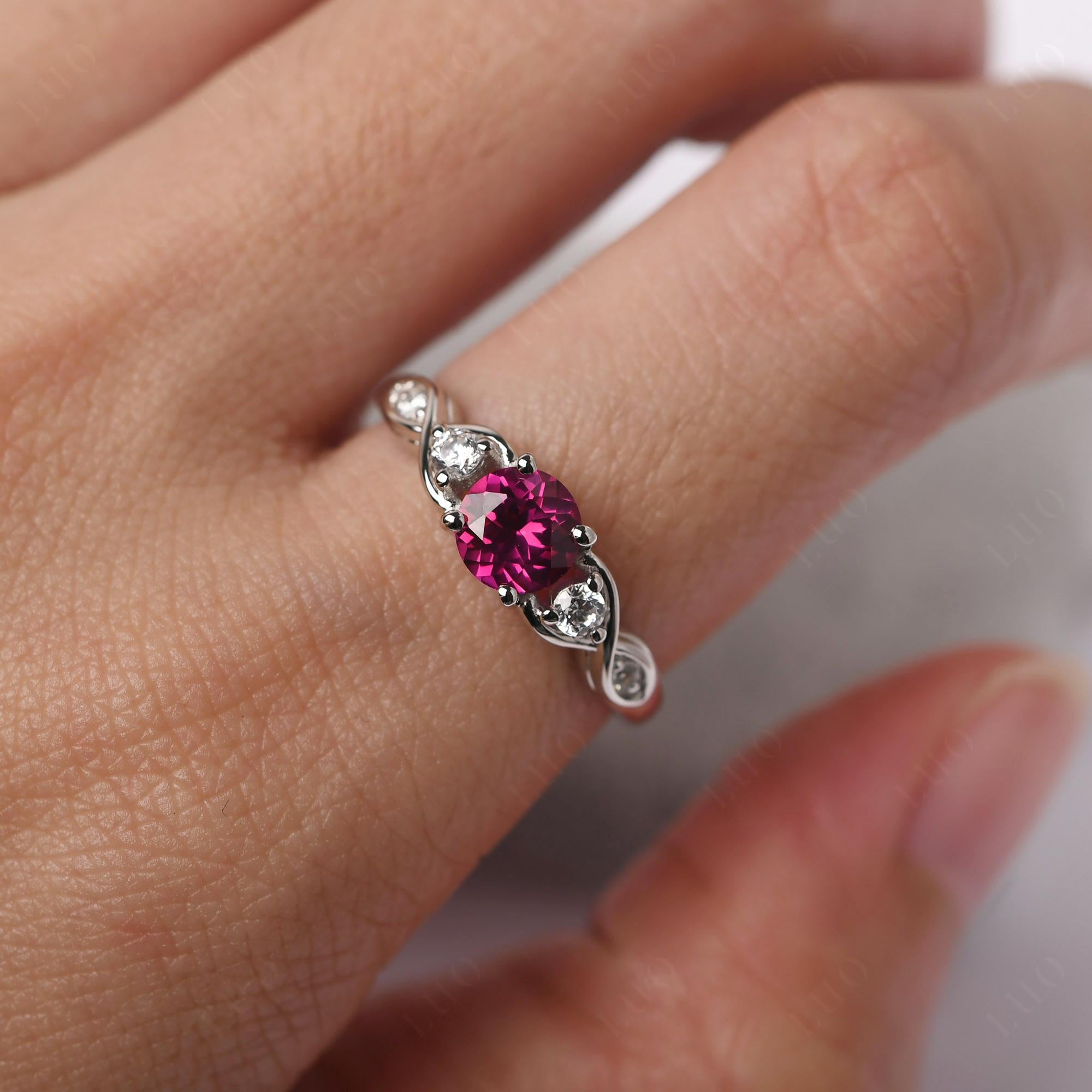 Round Ruby Ring Wedding Ring - LUO Jewelry