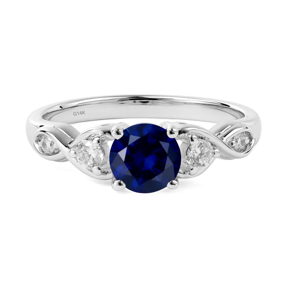 Round Lab Created Sapphire Ring Wedding Ring - LUO Jewelry #metal_14k white gold