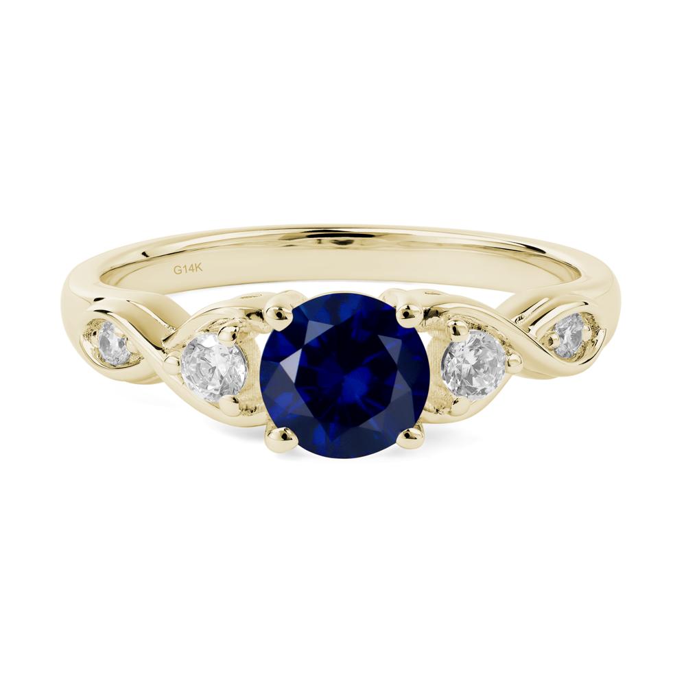 Round Lab Created Sapphire Ring Wedding Ring - LUO Jewelry #metal_14k yellow gold