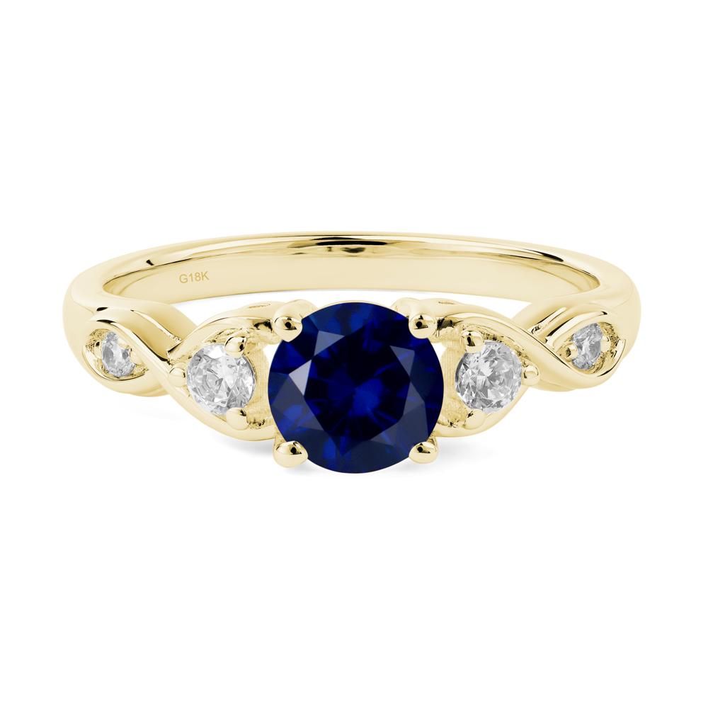 Round Lab Created Sapphire Ring Wedding Ring - LUO Jewelry #metal_18k yellow gold
