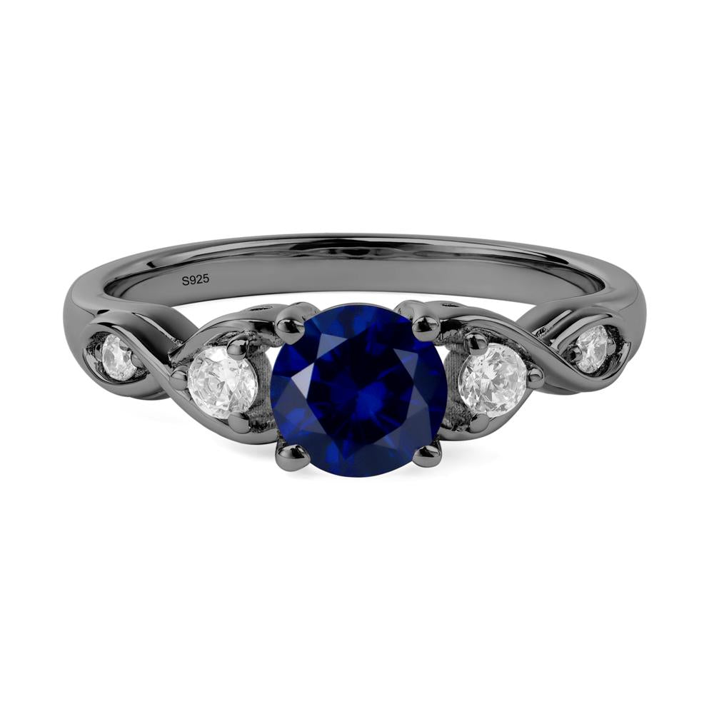 Round Lab Created Sapphire Ring Wedding Ring - LUO Jewelry #metal_black finish sterling silver