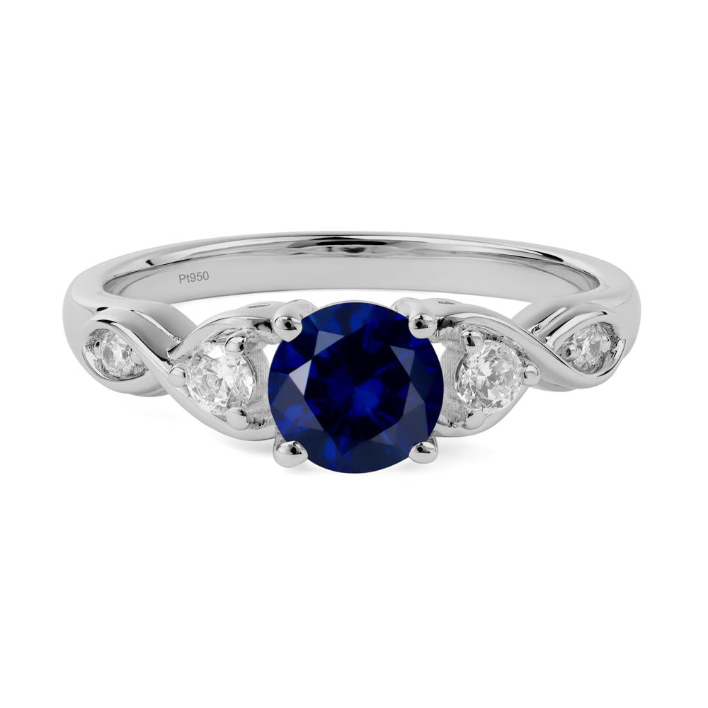 Round Lab Created Sapphire Ring Wedding Ring - LUO Jewelry #metal_platinum