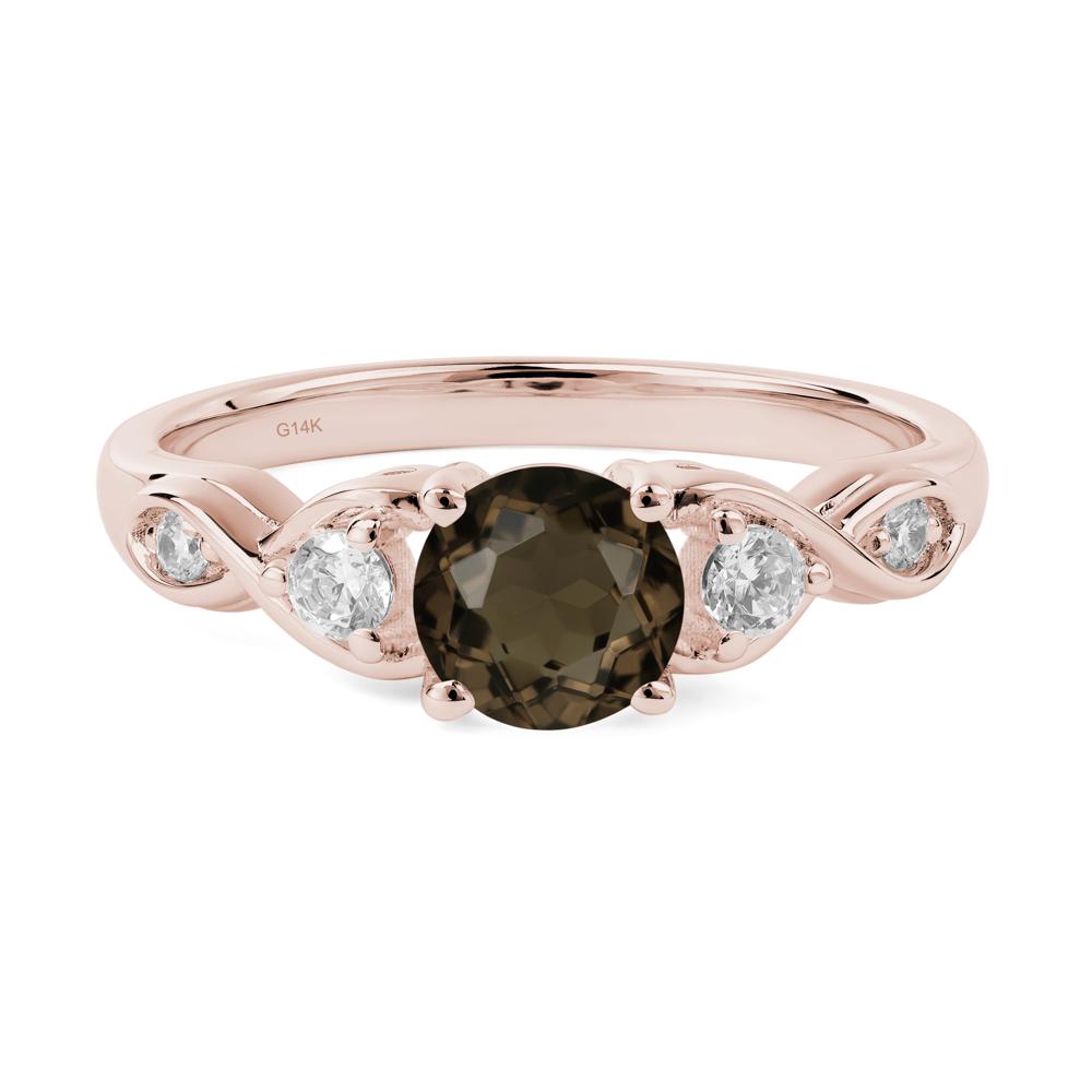 Round Smoky Quartz Ring Wedding Ring - LUO Jewelry #metal_14k rose gold