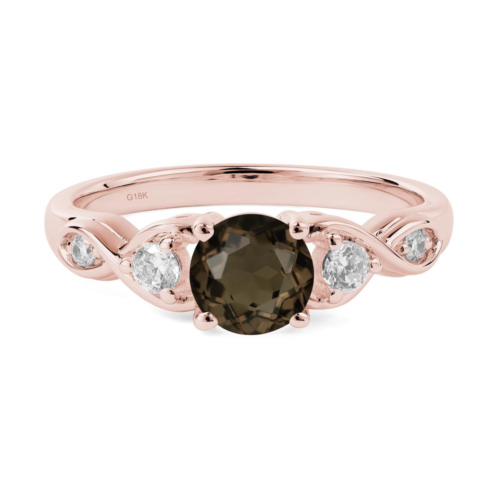 Round Smoky Quartz Ring Wedding Ring - LUO Jewelry #metal_18k rose gold
